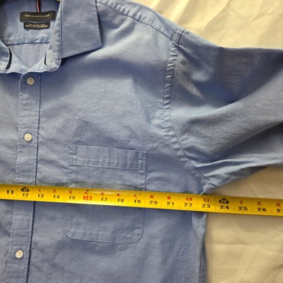 TH-Tommy Hilfiger 100% Cotton Oxford Dress Shirt | Blue Regular Fit | L - Picture 6 of 10